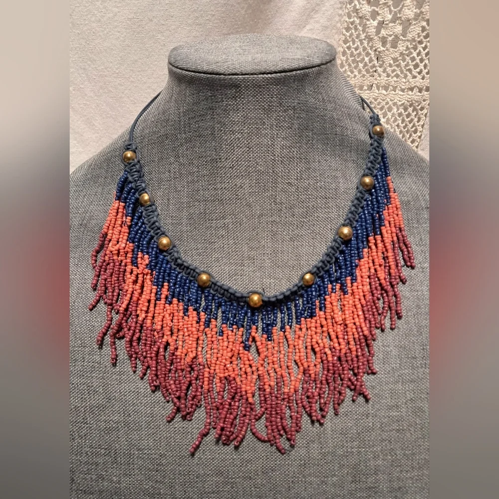Beaded Fringe Necklace - Picture 2 of 4